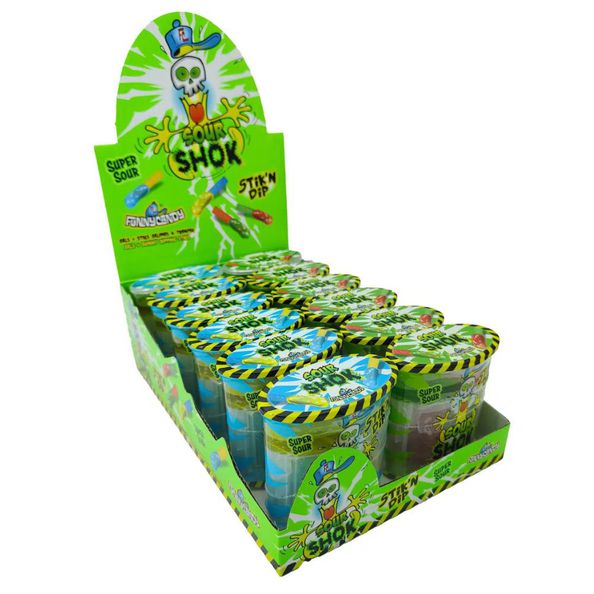 Zabawne cukierki Sour Shok Stick 'n Dip (12x 60 gr)