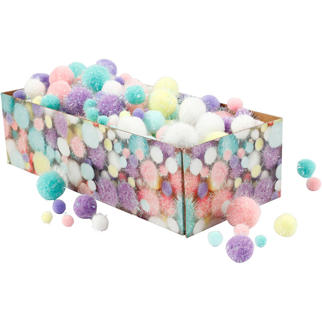 Firma Creativ https: www.cchobby.nl pompony-d-15-40-mm-brokat-ca-400-piece-pastelcolors-400-gr-1-box