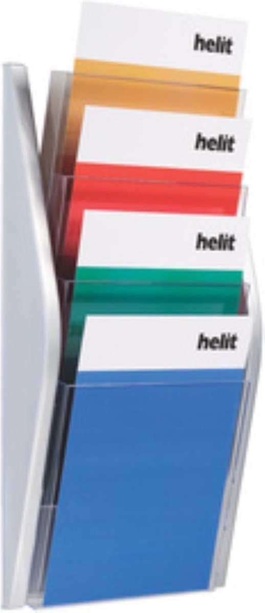Helit folderhouder wand 4 x a4 zwart