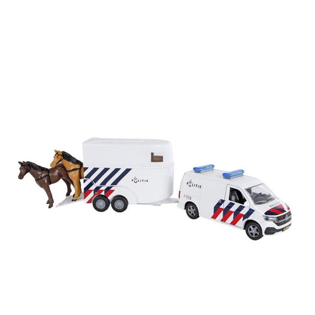 Kids Globe VW Transporter Police z przyczepą koni
