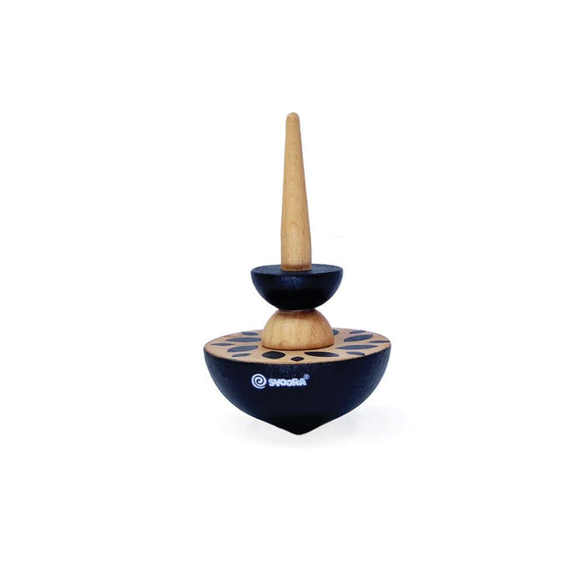 Houten tol geom zwart. 8 x 5 x 15 cm. 5+