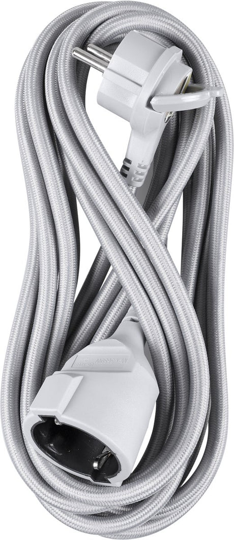 Przedłużacz Q-link - płaska wtyczka - uziemiony - 3 x 1,5 mmâ² - 5 metrów - tekstylny - szary