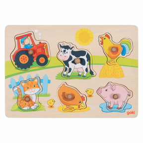 Drewniane puzzle Goki na farmie, 6 szt.