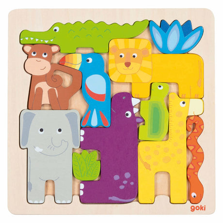 Drewniane puzzle Goki Safari, 11szt.