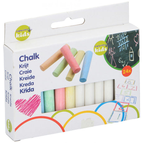 Kreda Scatch odpowiednia do chodnika i tablicy tablicowej. Pudełko zawierające 24 sztuki 8x1x1cm