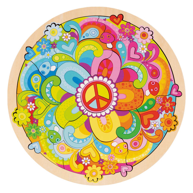 Drewniane puzzle Goki kwiaty mandali - 34 elementy.