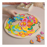Drewniane puzzle Goki kwiaty mandali - 34 elementy.