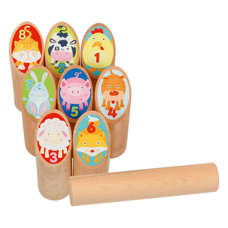 GOKI Wooden Viking Game Animals Kubb w bawełnianej torbie