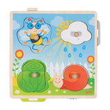 Puzzle Goki: w ogrodzie 21,8x22,5x2,8cm, 4-częściowe, z obrazkami w tle, drewno, 1+