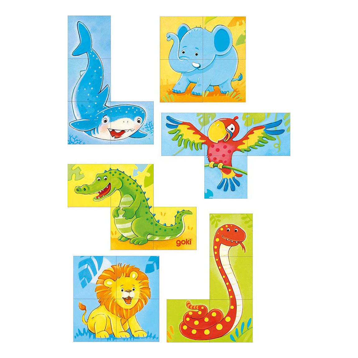 Goki drewniane puzzle Wild Animals, 4st.