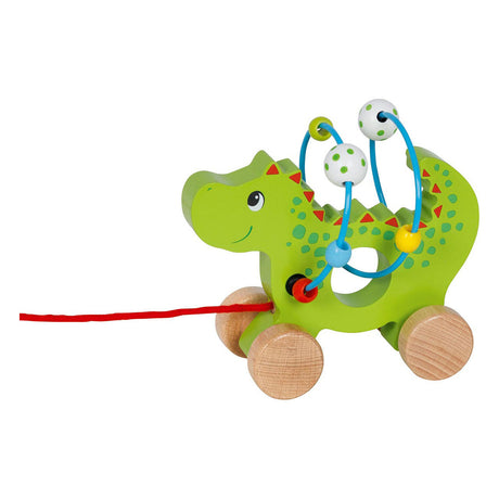 Goki pull Animal: smok o strukturze koralików 14x8x12cm, drewno, metal i plastik, 1+