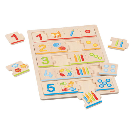 Drewniane puzzle Goki do nauki liczenia, 20 szt.