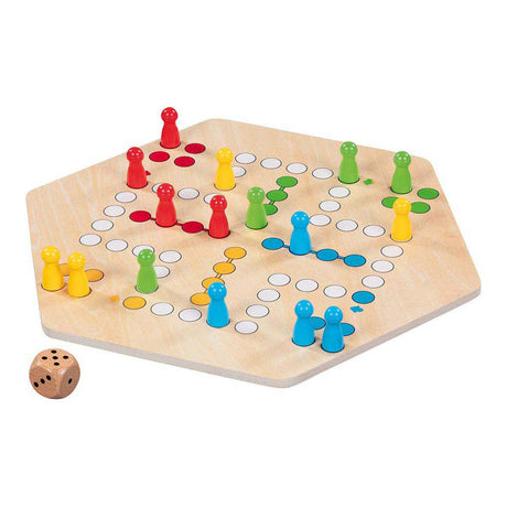 Goki drewniana gra ludo - klasyczna gra planszowa dla 6 graczy.