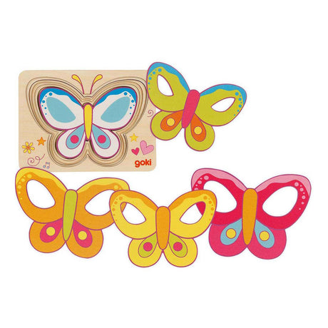 Puzzle motylkowe z drewnianą warstwą Goki
