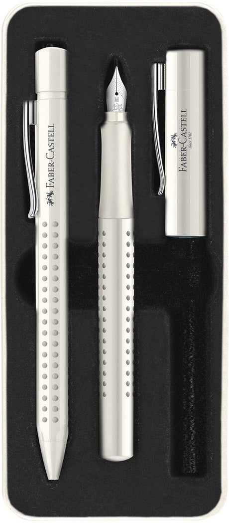 Faber-Castell Grip 2010 - zestaw do pisania długopis i pióro wieczne - w pudełku upominkowym - harmonia mleczko kokosowe - fc-201527