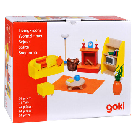 Meble do domku dla lalek Goki: nowoczesny salon 24 sztuki (zawiera akcesoria, nie zawiera akcesoriów)