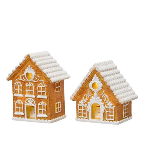 Domek z piernika Decoris z oświetleniem LED Polyresin brązowy 8,5x5,5x8,3cm