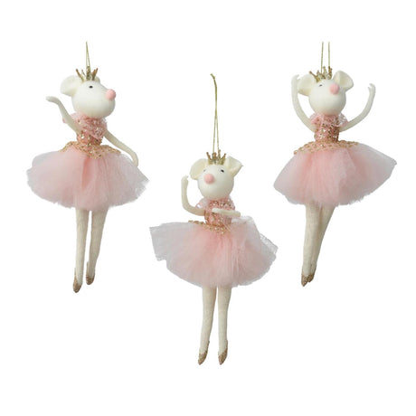 Decoris Świąteczna zawieszka mysz poliester 9x4x19,5cm 3 różne kolory