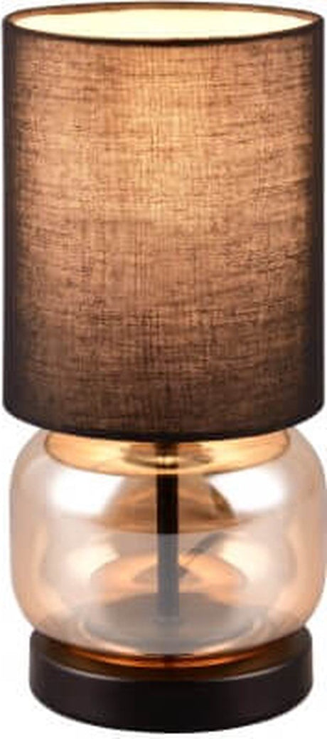 Trio elio – lampa stołowa – czarny mat – wył. 1x e27 40w - włącznik sznurkowy - szkło oranżowe