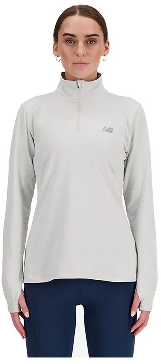 New balance sport essentials space dye 1 4 dames sporttrui - grey l
