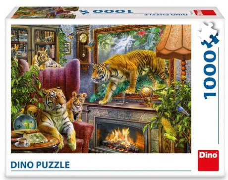 Dinotoys puzzle dinozaury tygrysy w salonie - 1000 elementów