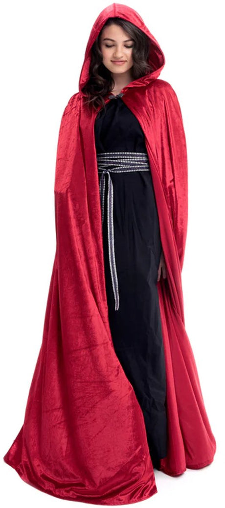 Małe przygody - czerwony płaszcz z kapturem - dla dorosłych - unisex - długość 154 cm