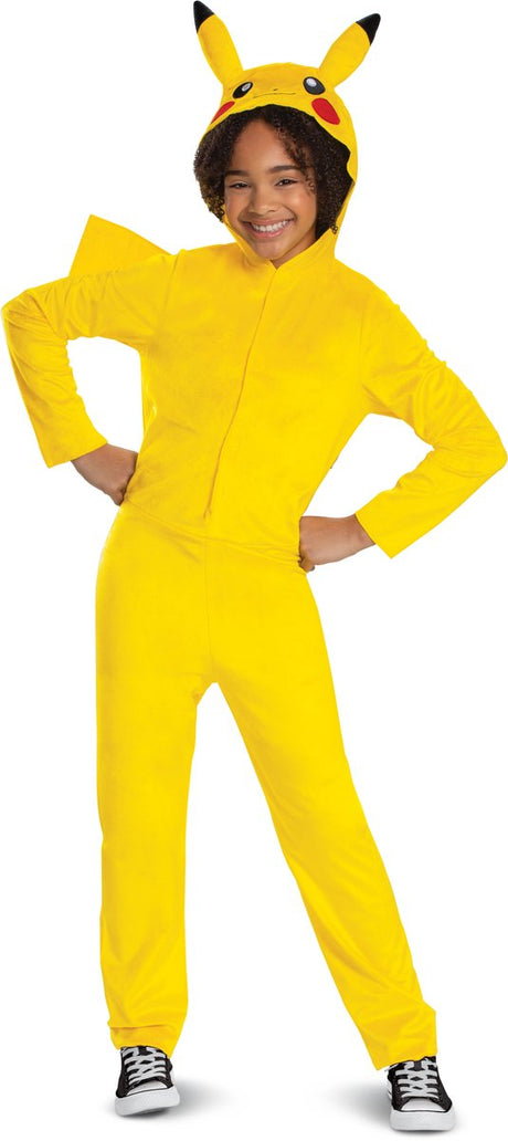 Przebranie pokémona, kombinezon pikachu z kapturem deluxe, rozmiar L (10-12 lat)