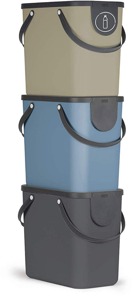 Separatory do odpadów Rotho albula - zestaw 3 szt. - 25 l - czarno-niebieskie cappuccino