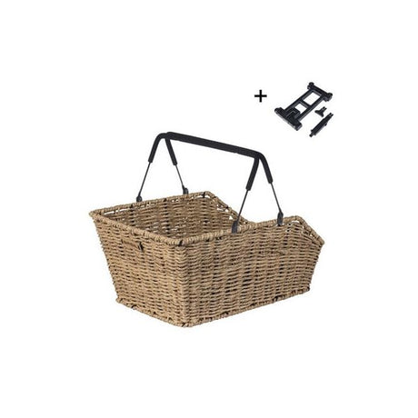 Basil wiklinowy kosz rowerowy cento rattan look mik 40 x 25 x 12 cm - trawa morska