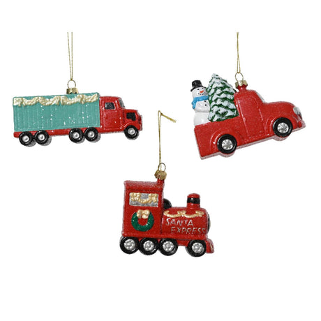 Decoris Świąteczny wisiorek pojazd 14x6,5x11cm 3 różne kolory