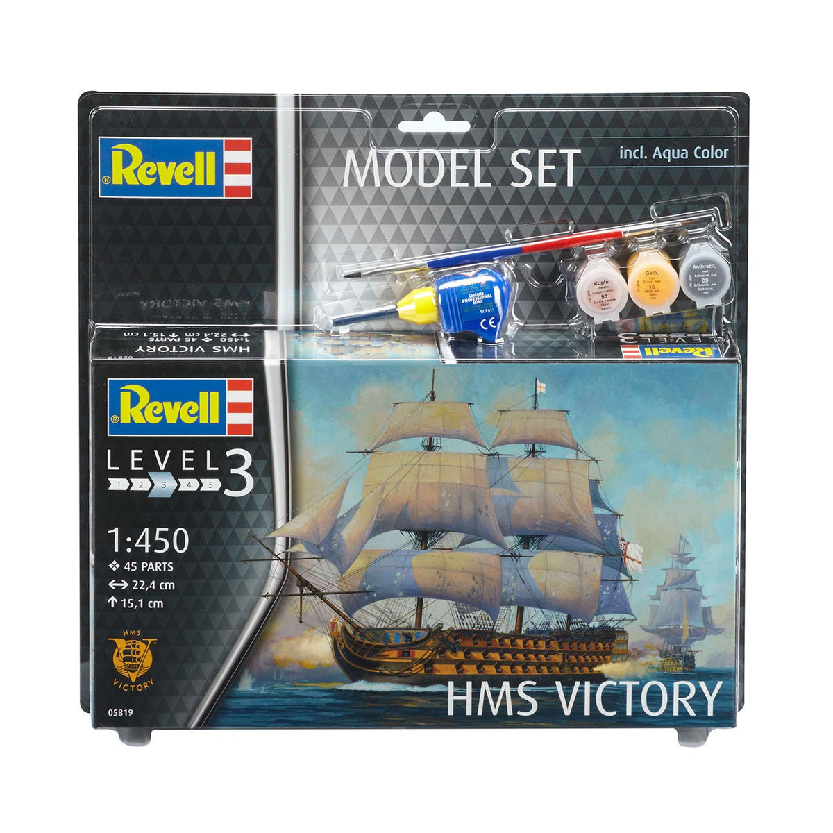 Zestaw modeli Revell - hms Victory 45 szt. - m.in. podstawowe kolory farb