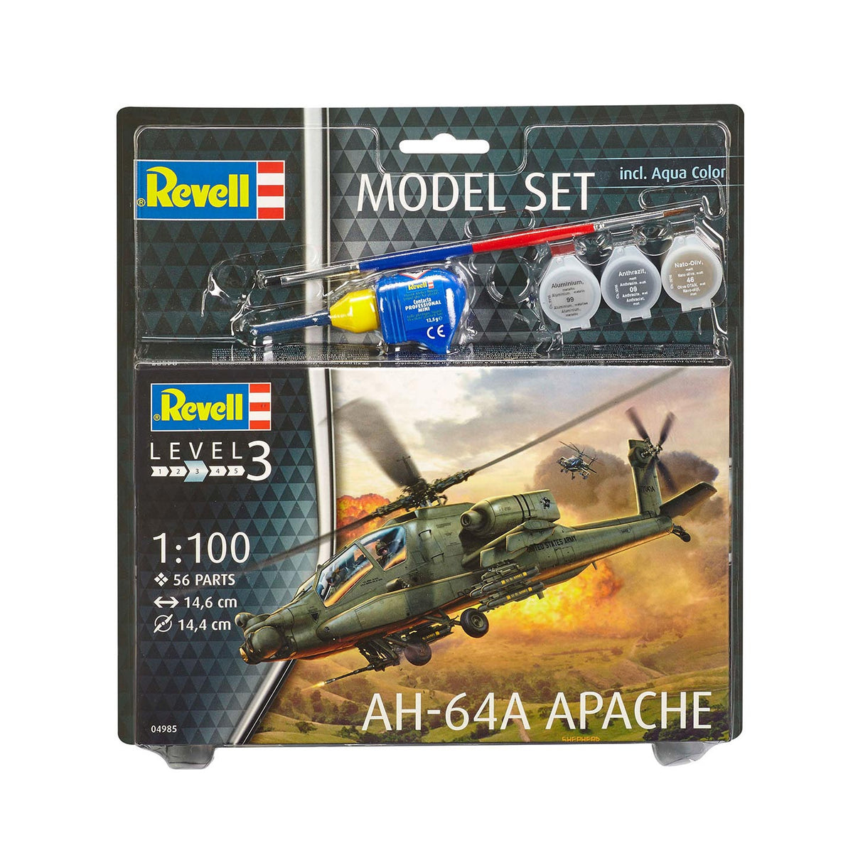 Zestaw modeli Revell - ah-64a Apache 56 szt. - m.in. podstawowe kolory farb