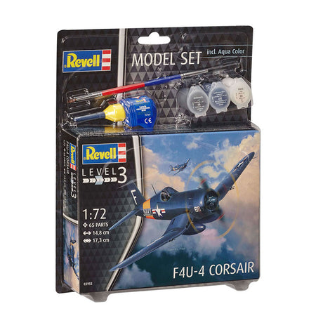 Zestaw modeli samolotu myśliwskiego Revell F4U-4 Corsair - w zestawie. podstawowe kolory farb