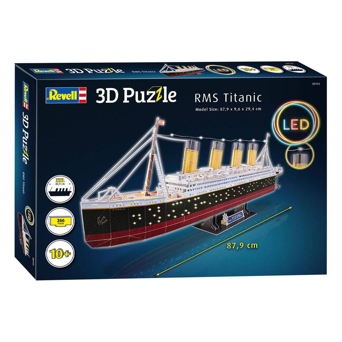 Zestaw do budowania puzzli 3D firmy Revell - RMS Titanic LED Edition 266 elementów.