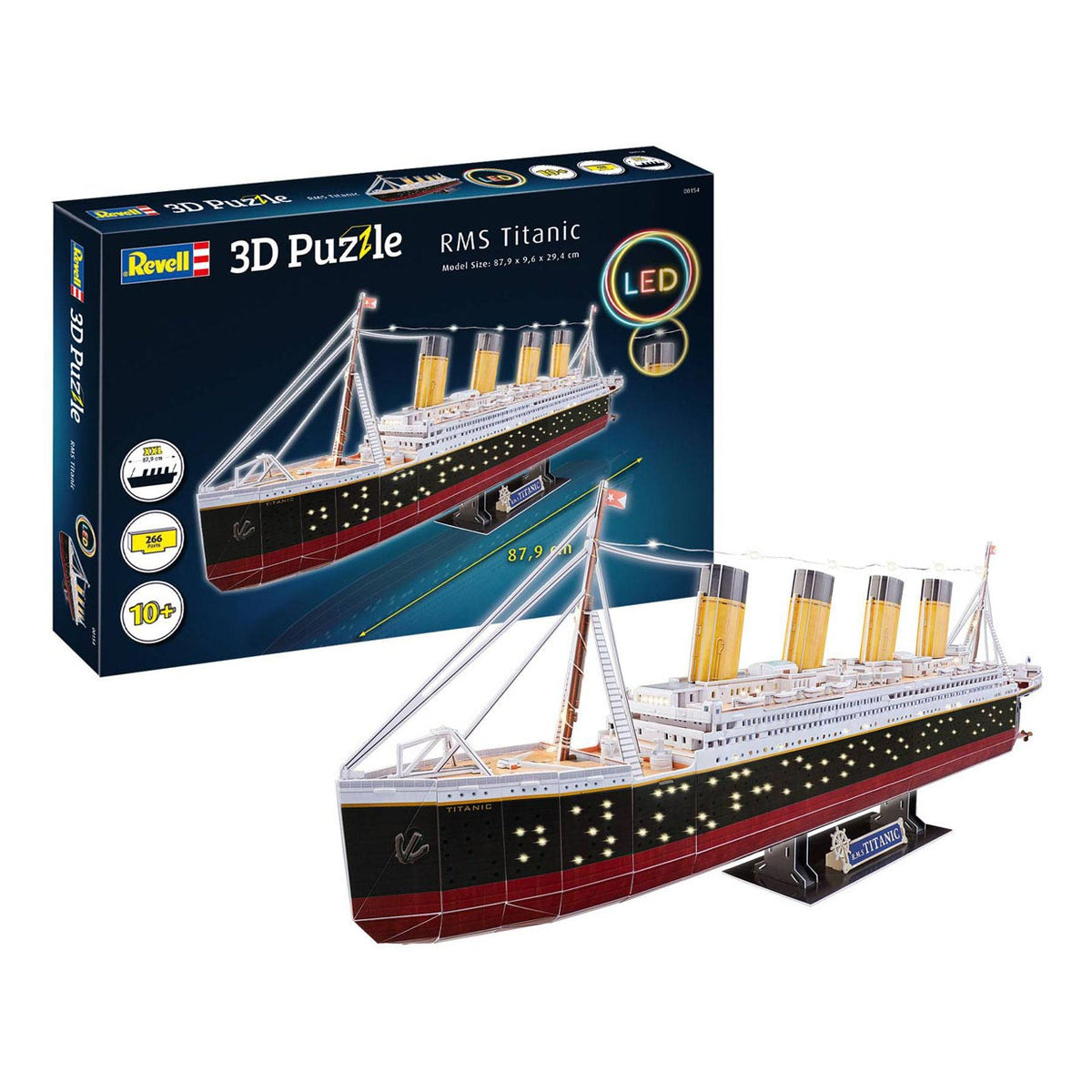 Zestaw do budowania puzzli 3D firmy Revell - RMS Titanic LED Edition 266 elementów.