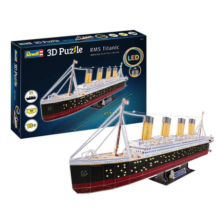 Zestaw do budowania puzzli 3D firmy Revell - RMS Titanic LED Edition 266 elementów.