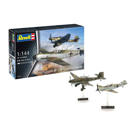Zestaw do sklejania Revell - messerschmitt bf109e Junkers ju87b 1:144 - 39 szt.