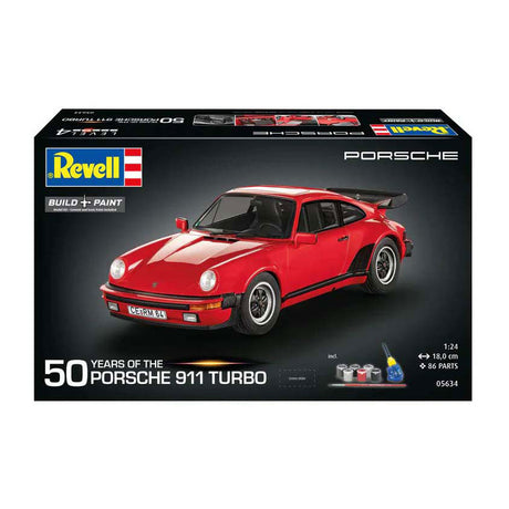 Zestaw modelarski Revell - porsche 911 turbo - 50 lat porsche turbo 1:24 - 86 części.