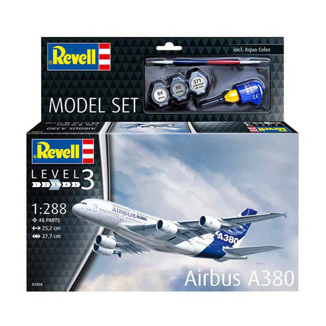 Zestaw do sklejania Revell - Airbus A380 1:288 - 48szt. - m.in. podstawowe kolory farb