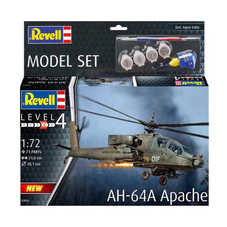 Zestaw do sklejania Revell - ah-64a Apache 1:72 - 71 szt. - m.in. podstawowe kolory farb