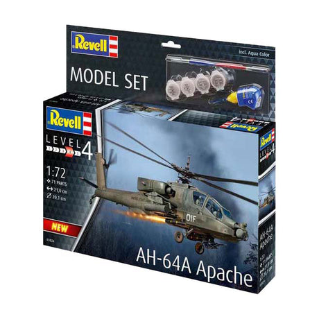 Zestaw do sklejania Revell - ah-64a Apache 1:72 - 71 szt. - m.in. podstawowe kolory farb