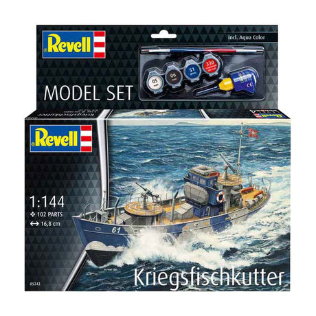 Zestaw do sklejania firmy Revell - kfk (kriegsfischkutter) 1:144 - 102 szt.
