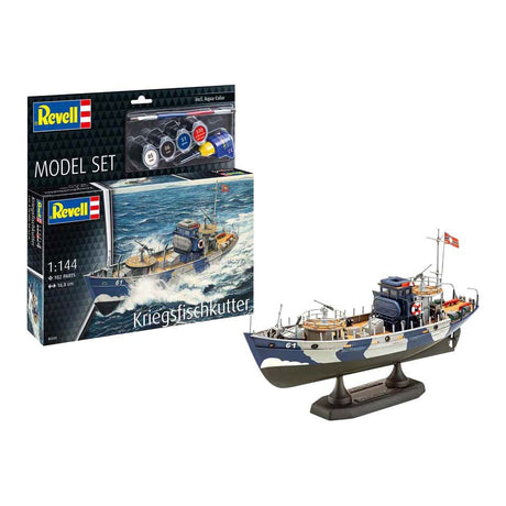 Zestaw do sklejania firmy Revell - kfk (kriegsfischkutter) 1:144 - 102 szt.