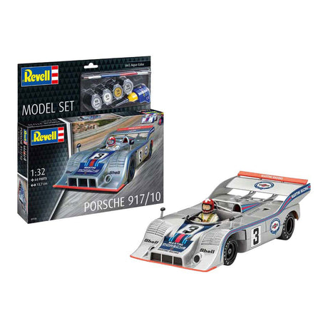Zestaw modelarski Revell - Porsche 917 1:32 - 64 części - zawiera. Podstawowe kolory farb w kolorze aqua