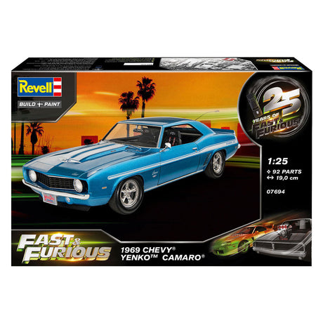 Zestaw modeli firmy Revell Fast Furious 1969 Chevy Camaro Yenko 1:25 - 92 części.