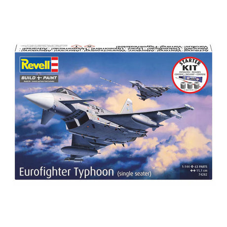 Zestaw modelarski Revell Zestaw startowy Eurofighter Typhoon (jednomiejscowy) 1:144 - 63 elementy.