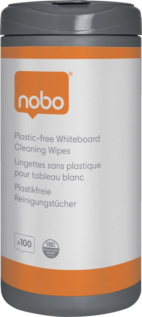 Chusteczki do czyszczenia tablic Nobo bez plastiku - 100 sztuk
