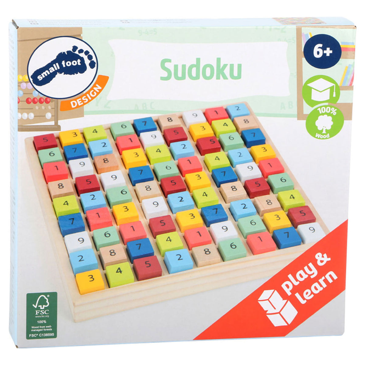 Mała stopa - drewniany kolor gry sudoku, 82dlg.
