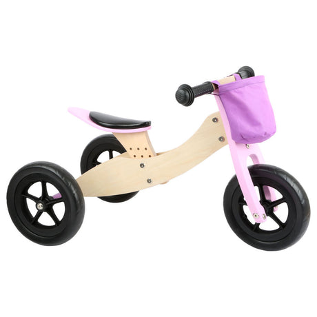 Mała stopa - drewniany rower trójkołowy i równowagi 2In1 Maxi Pink