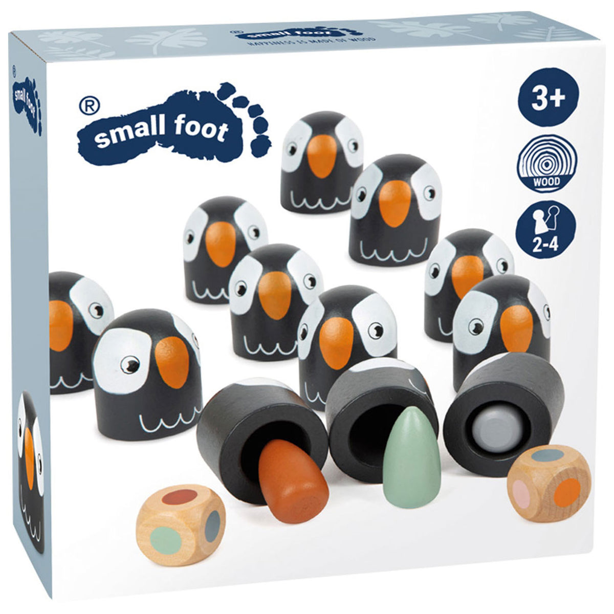 Mała stopa - drewniana memospel Pinguin, 26dlg.
